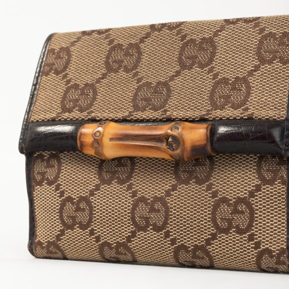 Gucci Beige GG Canvas Bamboo Bifold Wallet - Picture 6 of 11